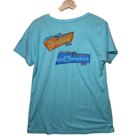 Disney Parks It's a Small World V-Neck Tee Shirt Limited Edition Blue Size 2X - Picture 5 of 7